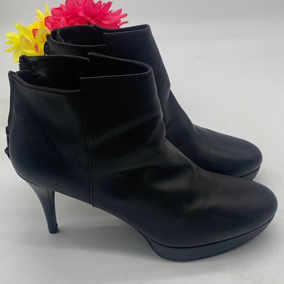 Stuart Weitzman Brown Calf Leather Platform Heeled Ankle Bootie Women's Size 10 - Picture 2 of 11